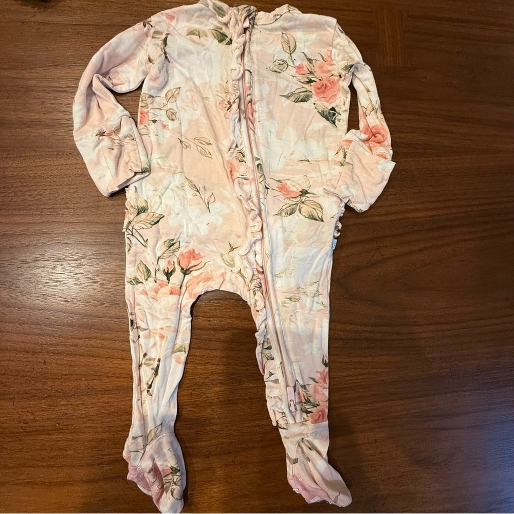 0-3 Month Posh Peanut Pink Floral Footie